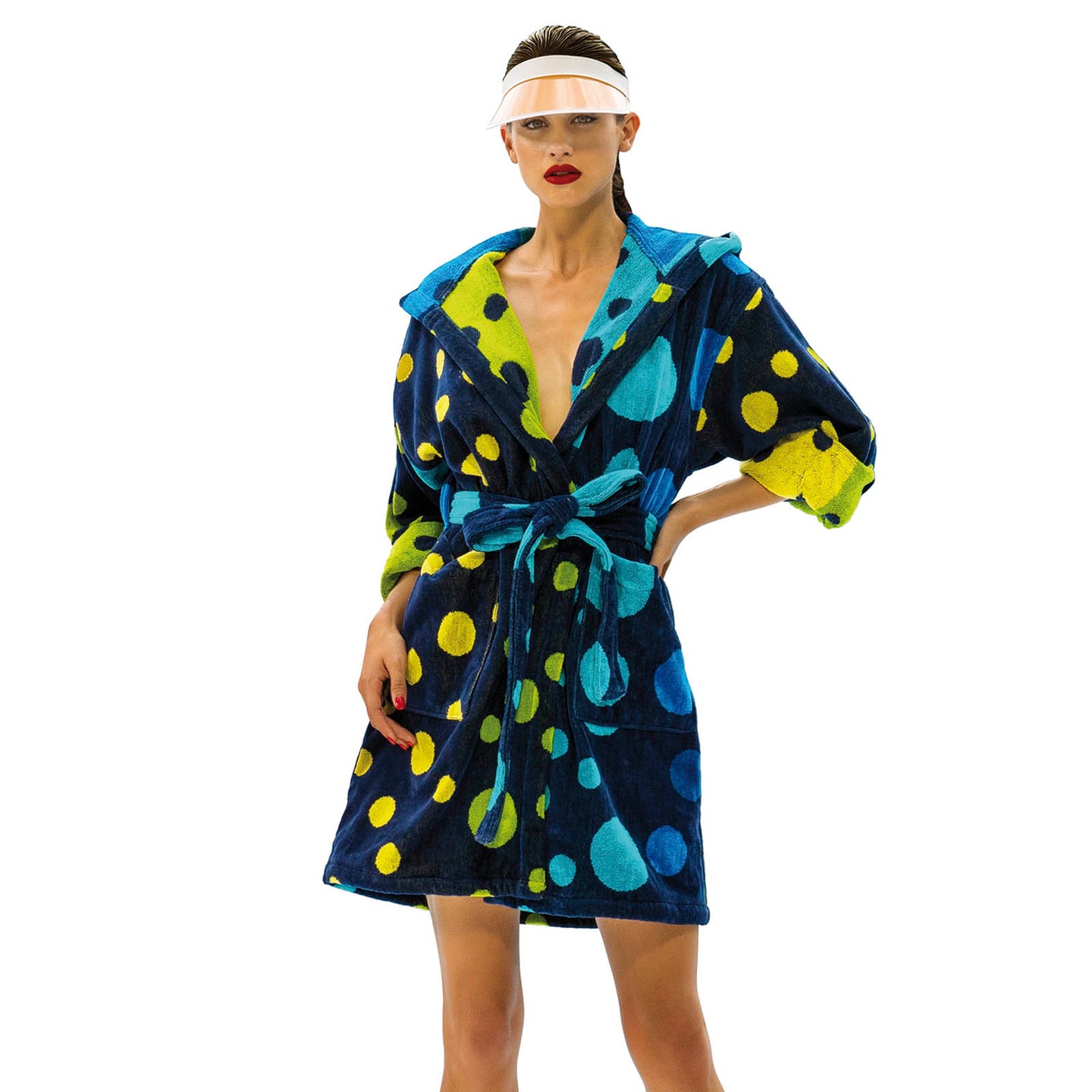 Accappatoio con Cappuccio Mirabello Pois Moderno in Spugna