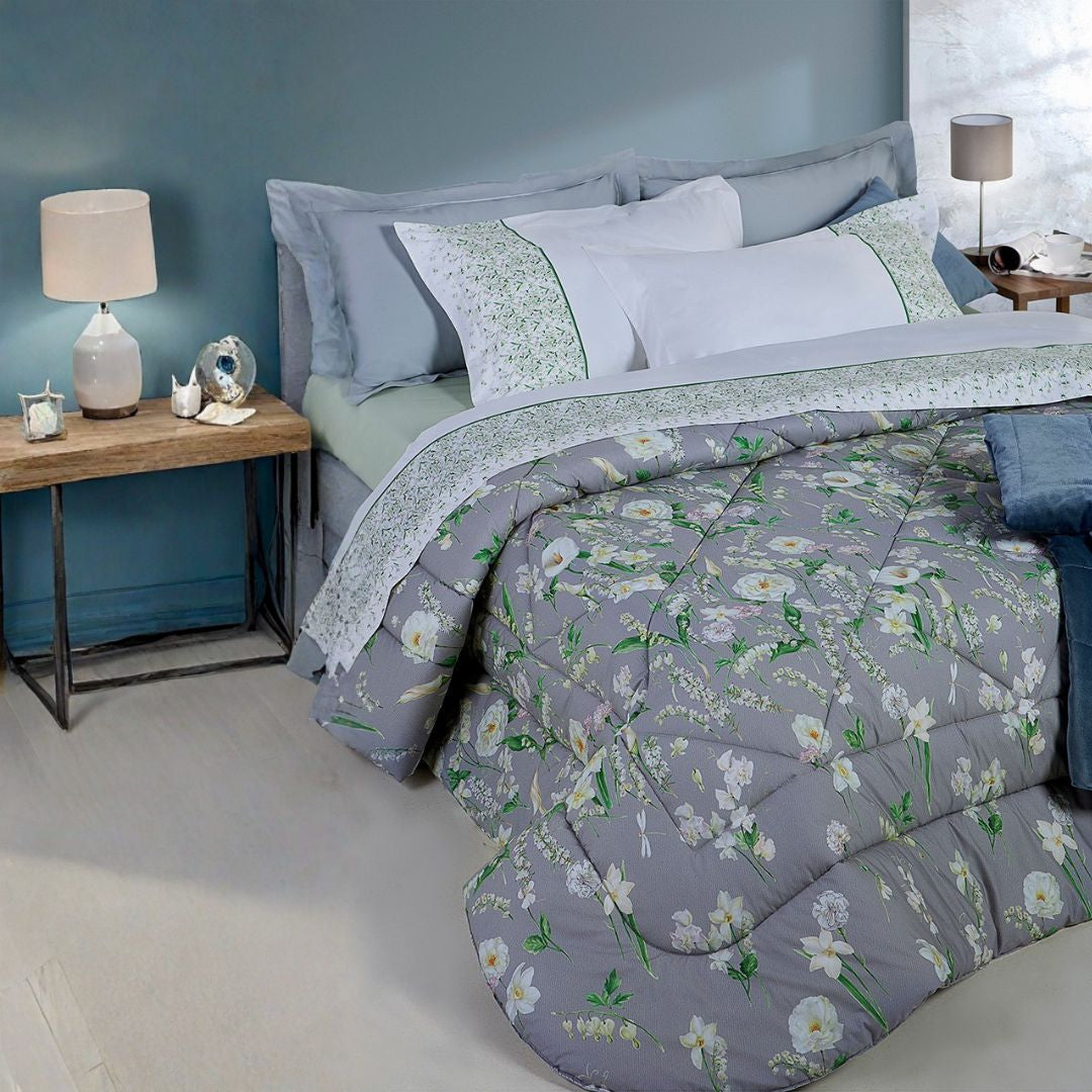 Trapunta Mirabello Fiori-d'inverno Floreale in Percalle Luisiana