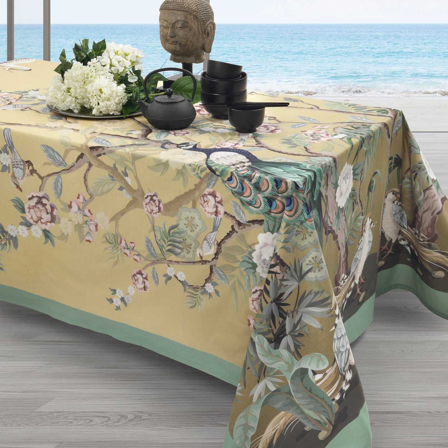 Lenzuolo copriletto con federe Mirabello Japan Moderno in Percalle Luisiana