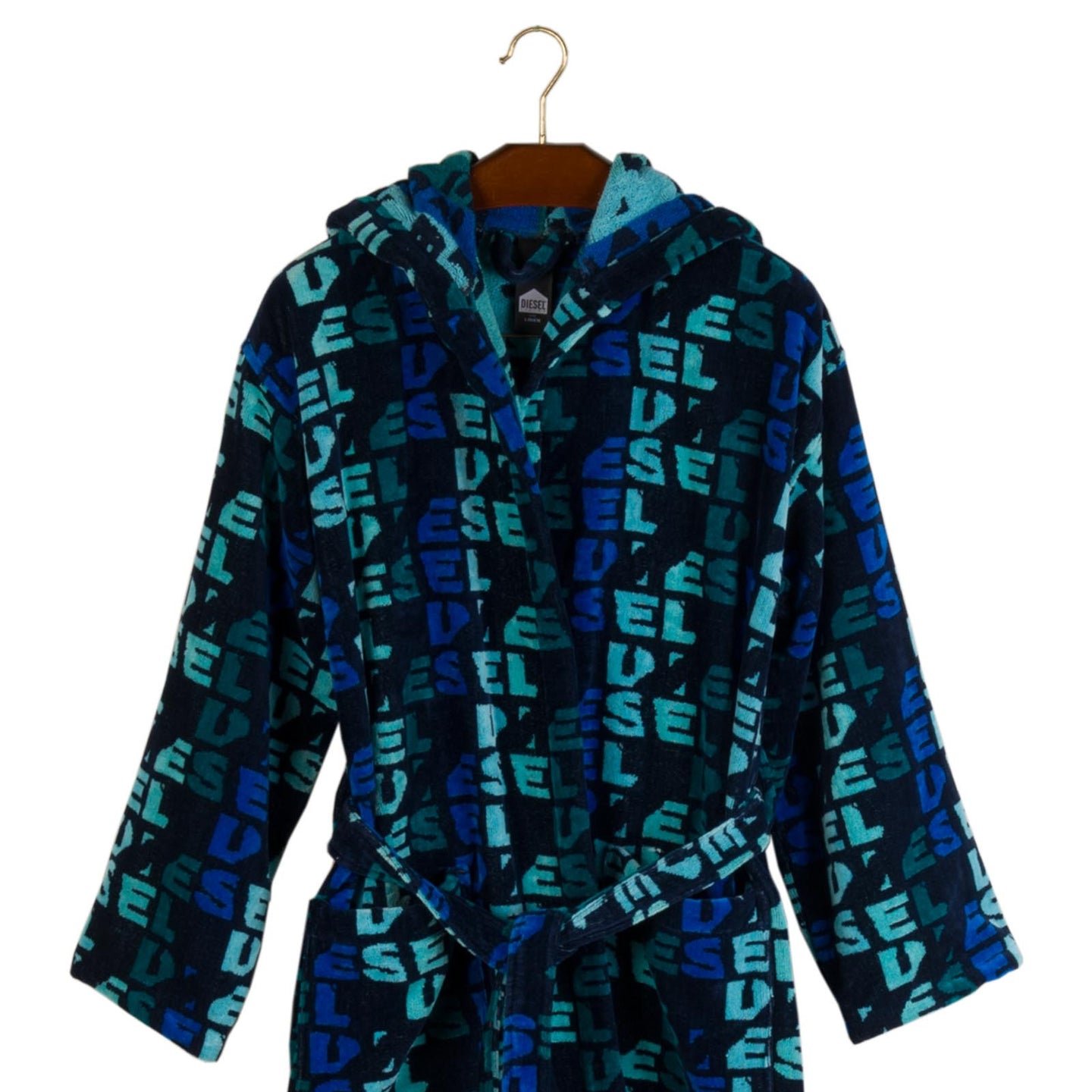 Accappatoio con Cappuccio Diesel Ripped-logo Moderno in Cotone