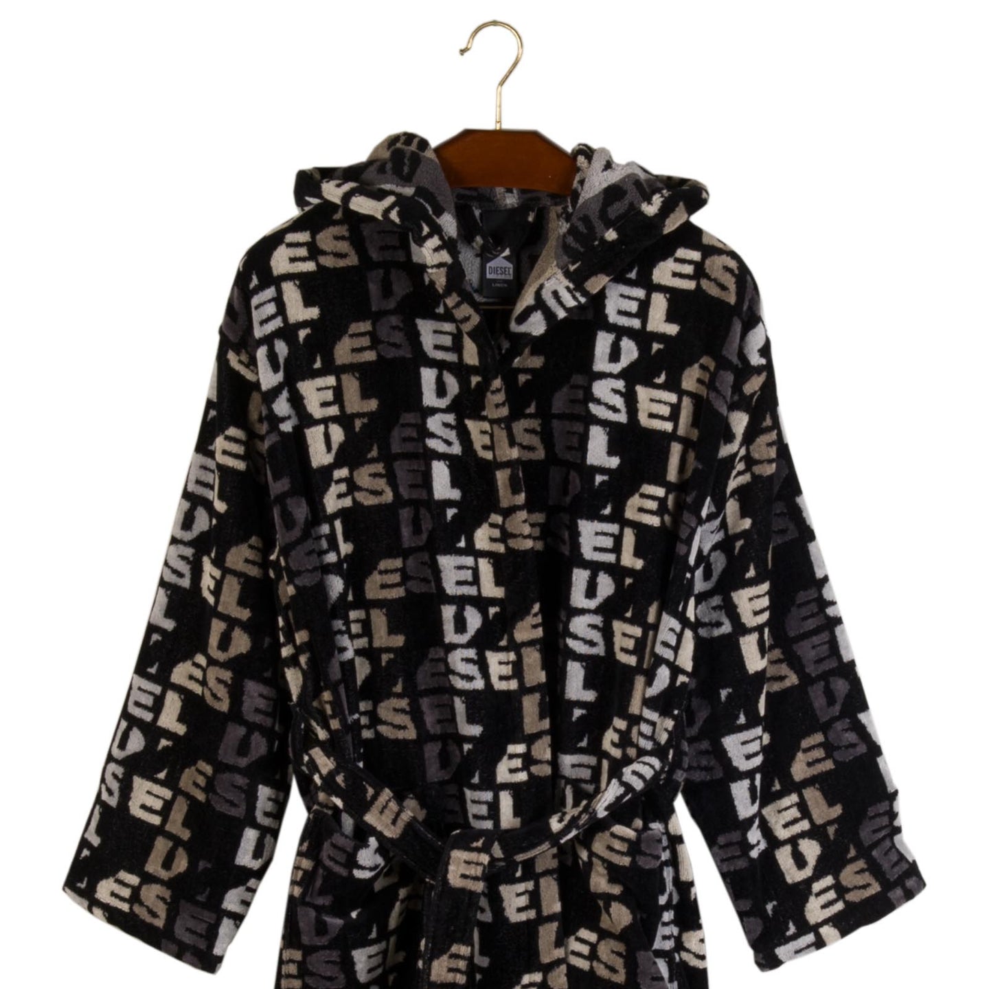 Accappatoio con Cappuccio Diesel Ripped-logo Moderno in Cotone