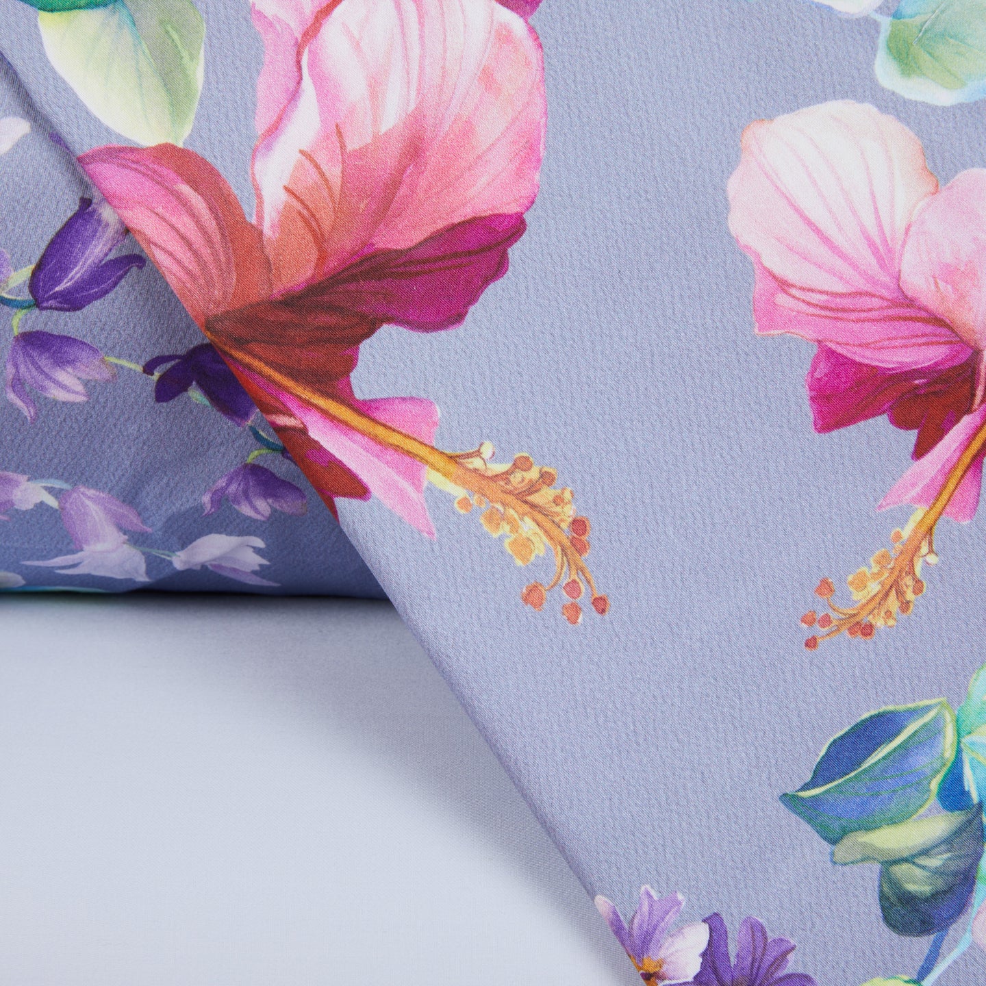 Completo Lenzuola Mirabello Plumbago Floreale in Raso di cotone