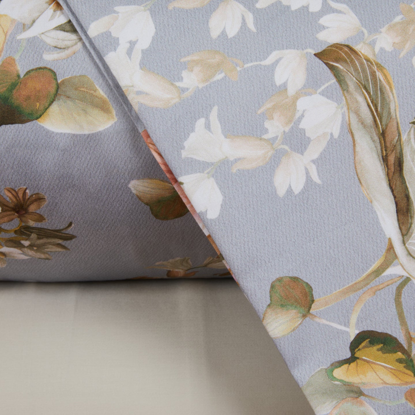 Completo Lenzuola Mirabello Plumbago Floreale in Raso di cotone