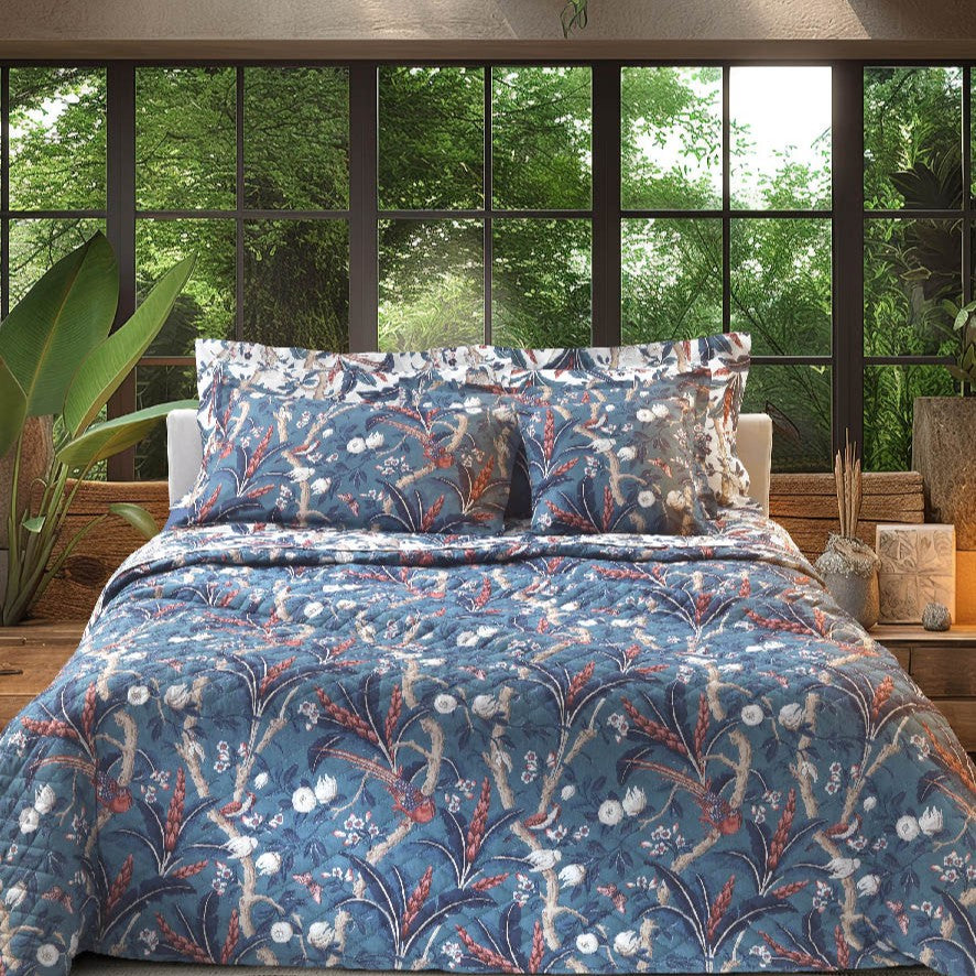 Completo Lenzuola Mirabello Paradise's bird Moderno in Percalle