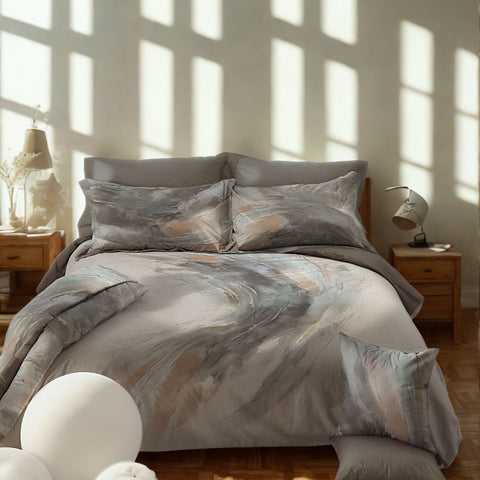 Completo Lenzuola Carrara Wind Moderno in Percalle