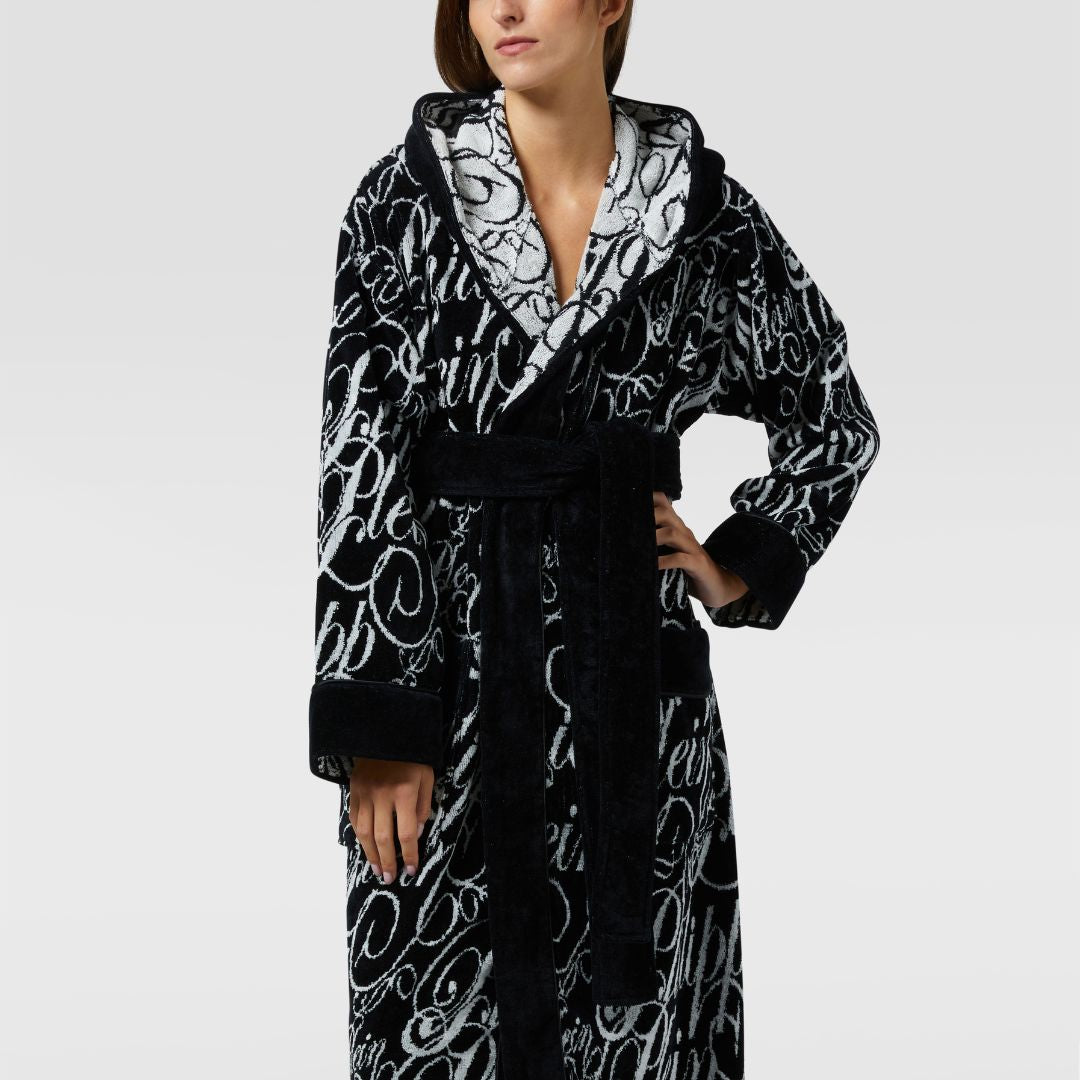 Accappatoio con Cappuccio Philipp Plein Script Moderno in Spugna