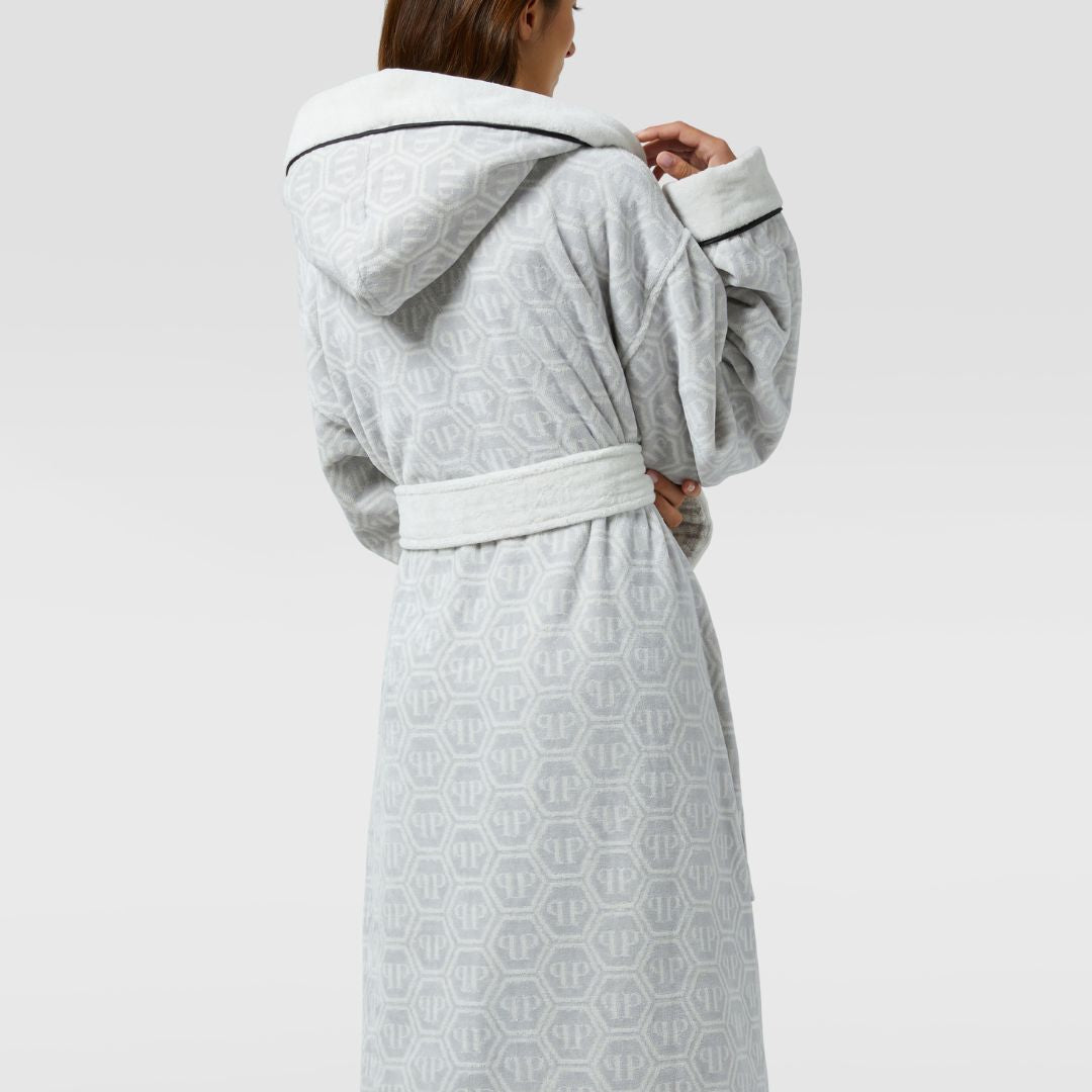 Accappatoio con Cappuccio Philipp Plein Pattern Moderno in Spugna