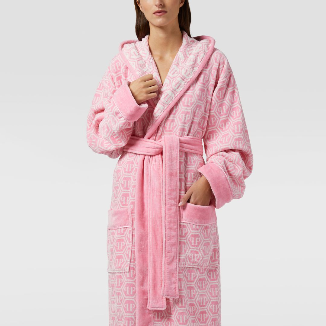 Accappatoio con Cappuccio Philipp Plein Pattern Moderno in Spugna
