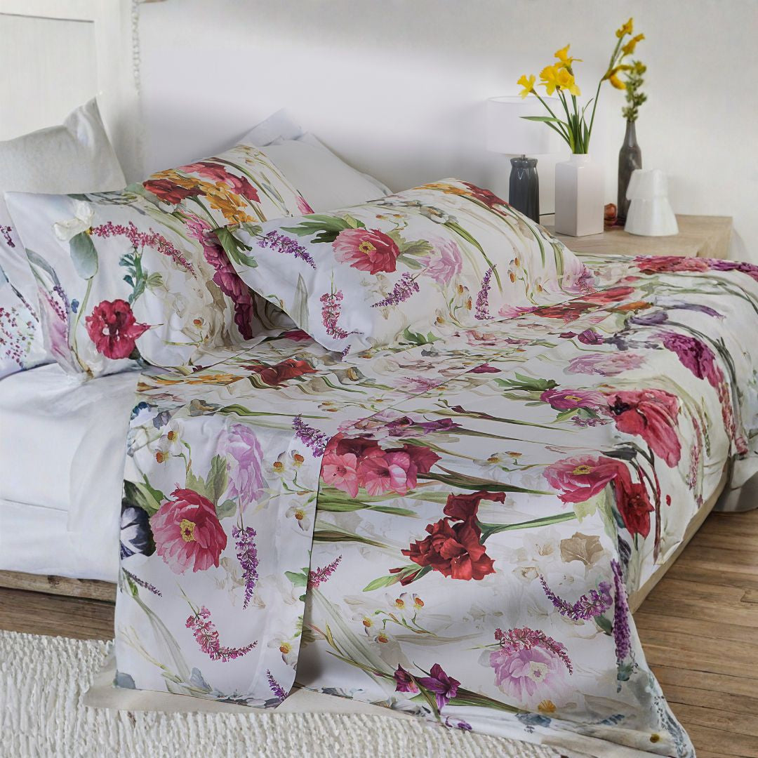 Completo Lenzuola Mirabello Charming flowers Floreale in Percalle