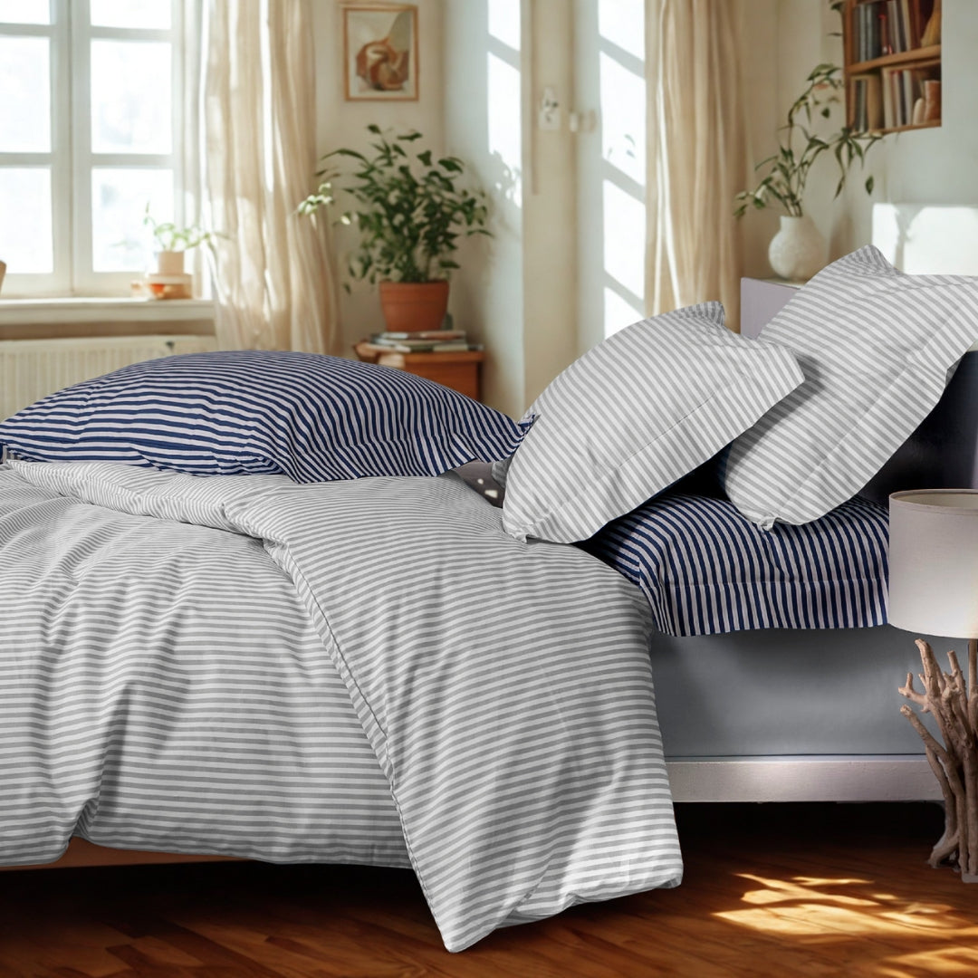 Copripiumino con federe Mirabello Luisiana Polo Geometrico in Percalle