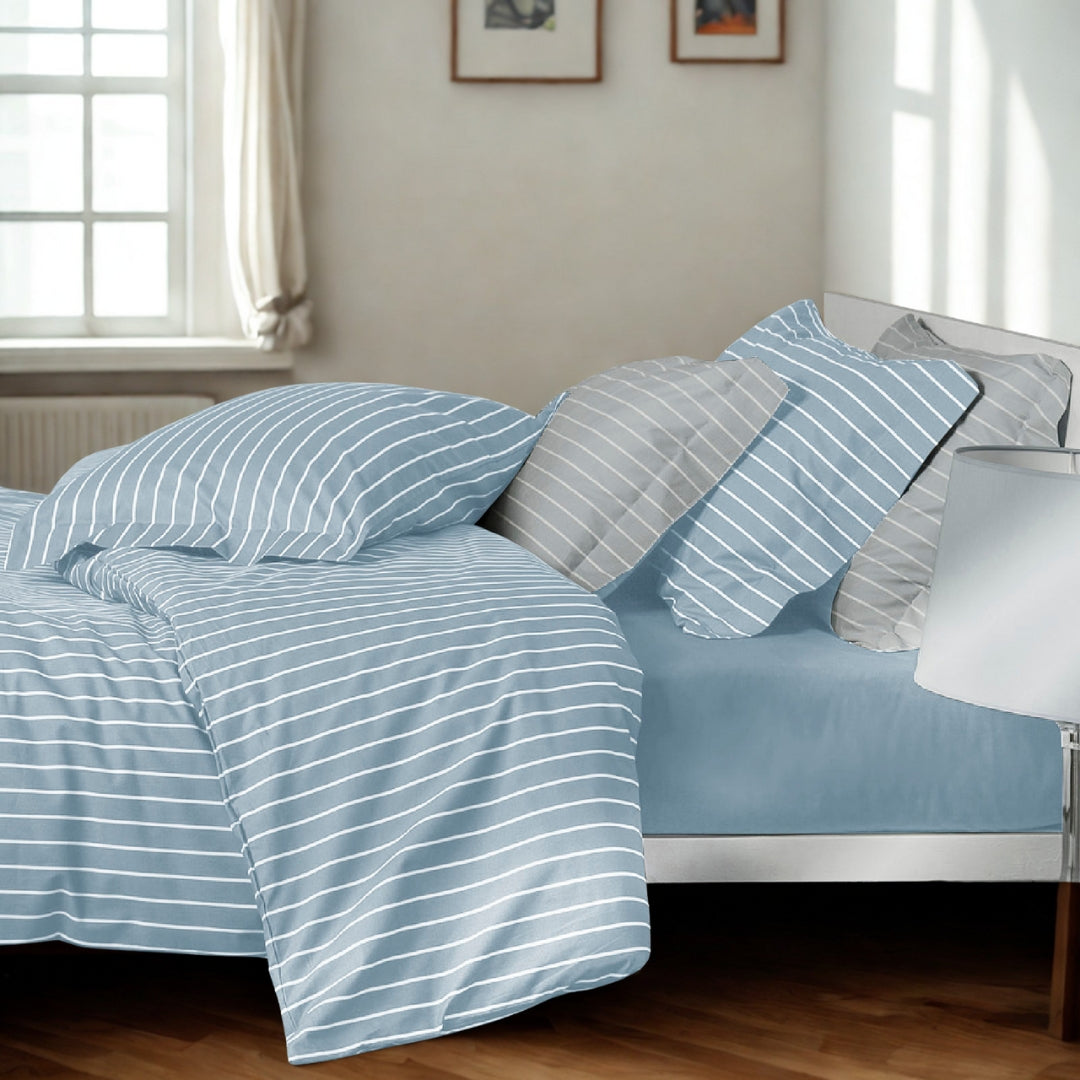 Completo Lenzuola Mirabello Luisiana Downing Geometrico in Percalle