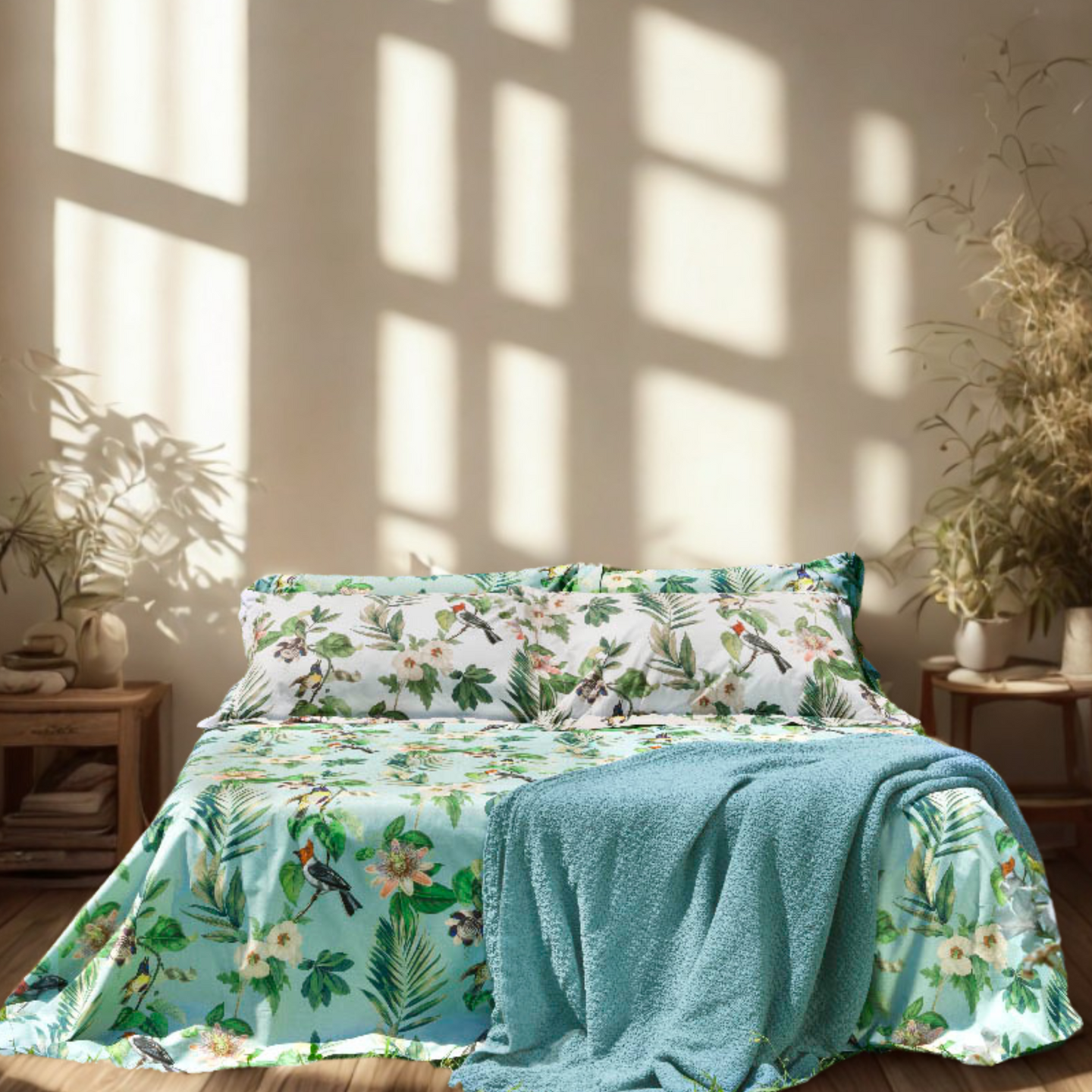 Completo Lenzuola Mirabello Exotica Floreale in Percalle