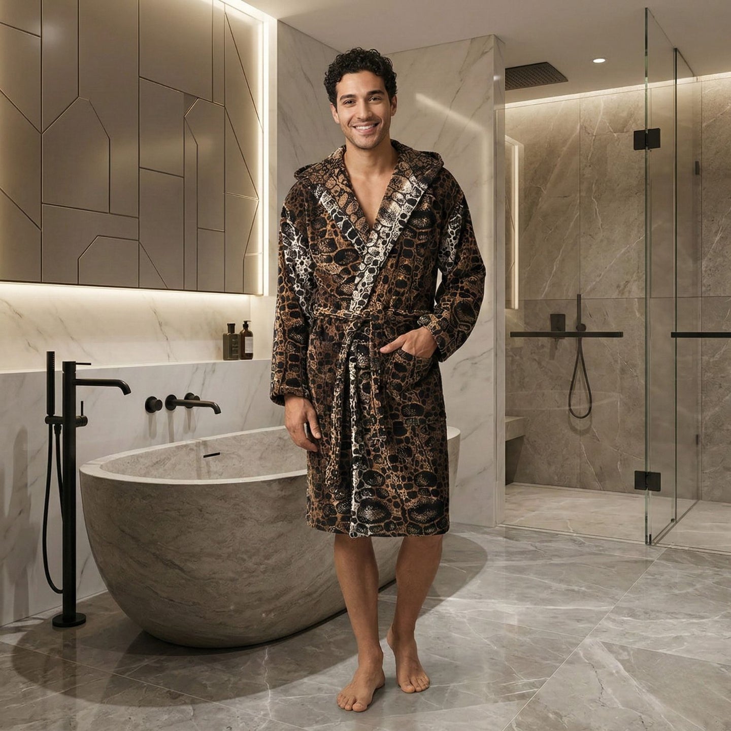 Accappatoio con Cappuccio Carrara Ocean Moderno in Spugna