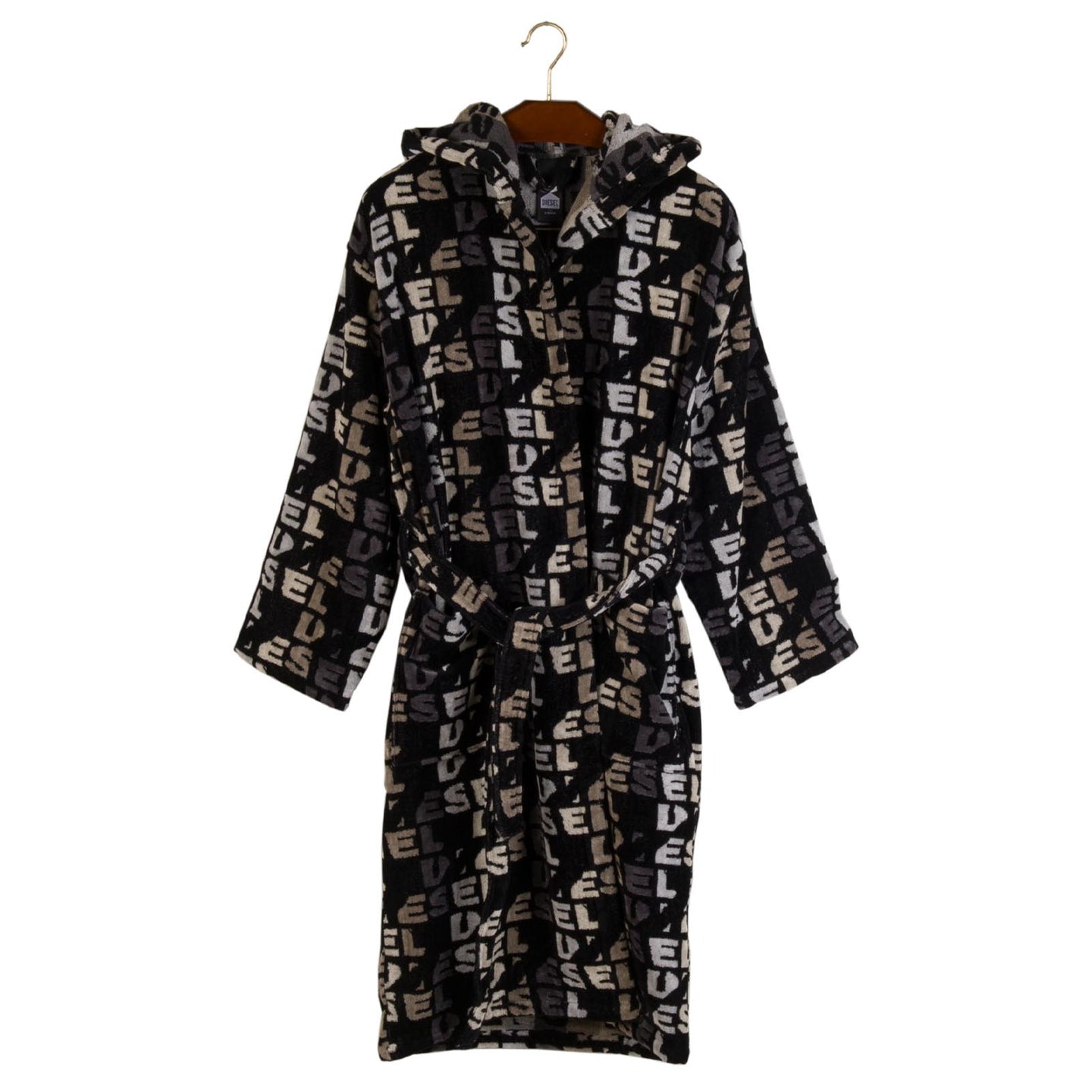 Accappatoio con Cappuccio Diesel Ripped-logo Moderno in Cotone