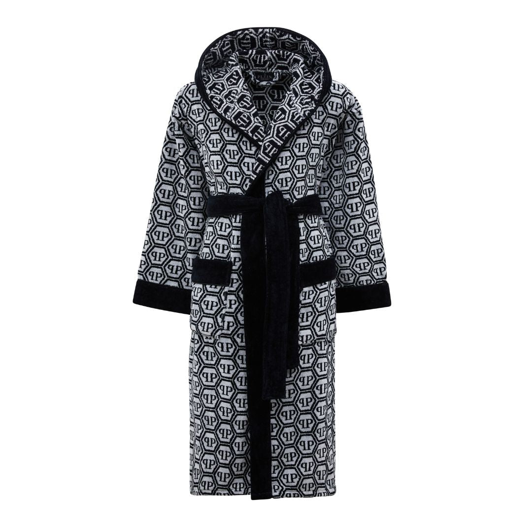 Accappatoio con Cappuccio Philipp Plein Pattern Moderno in Spugna