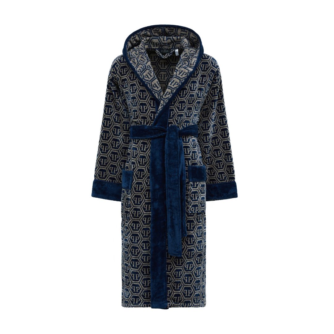 Accappatoio con Cappuccio Philipp Plein Pattern Moderno in Spugna