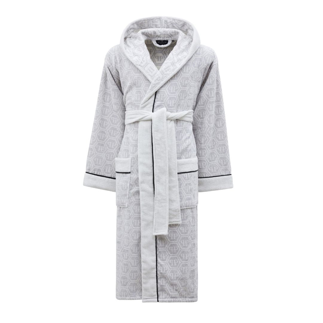Accappatoio con Cappuccio Philipp Plein Pattern Moderno in Spugna