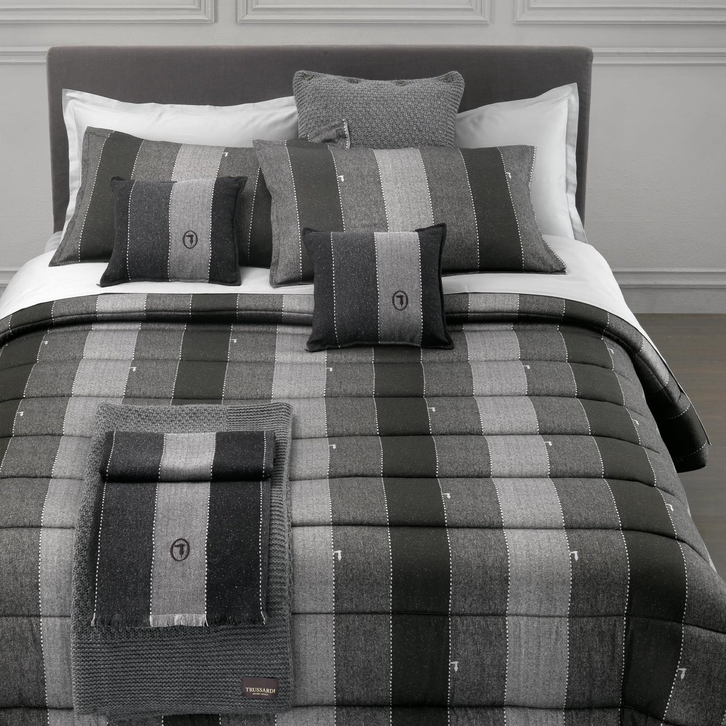 Completo Copripiumino Trussardi New-tweed Geometrico in Raso di cotone