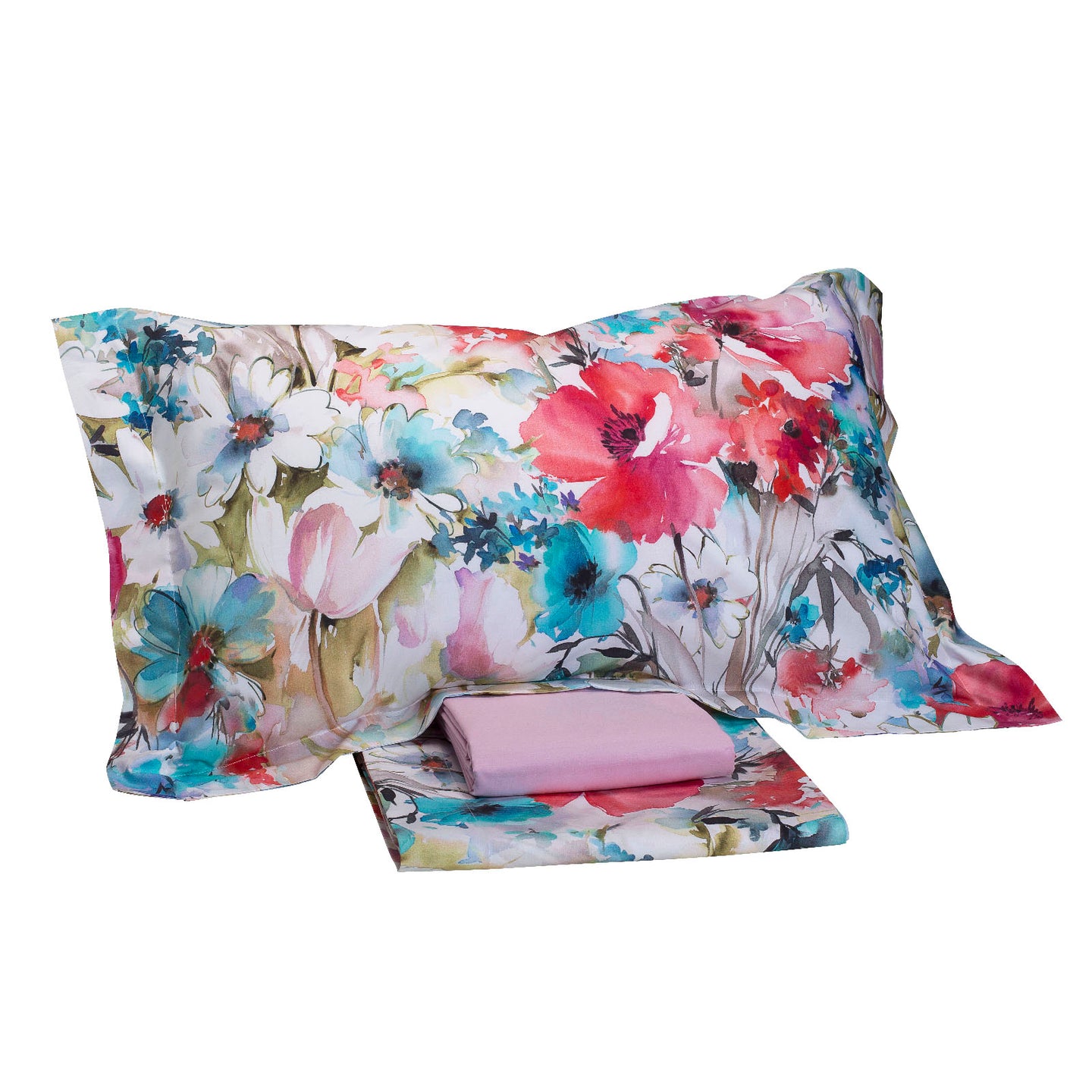 Completo Lenzuola Emporium Acquerello di fiori Floreale in Percalle