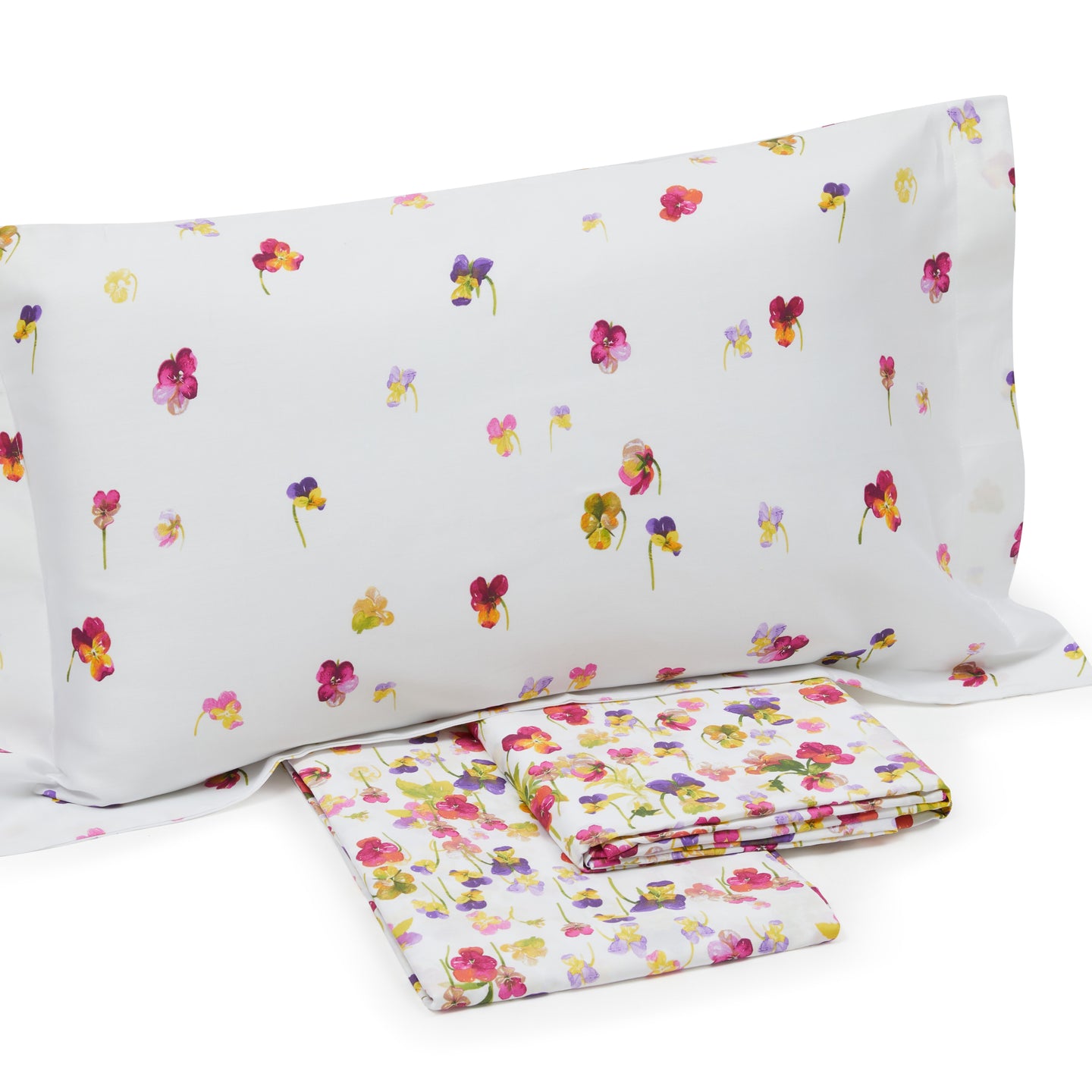 Completo Lenzuola Emporium Violetta Floreale in Raso di cotone