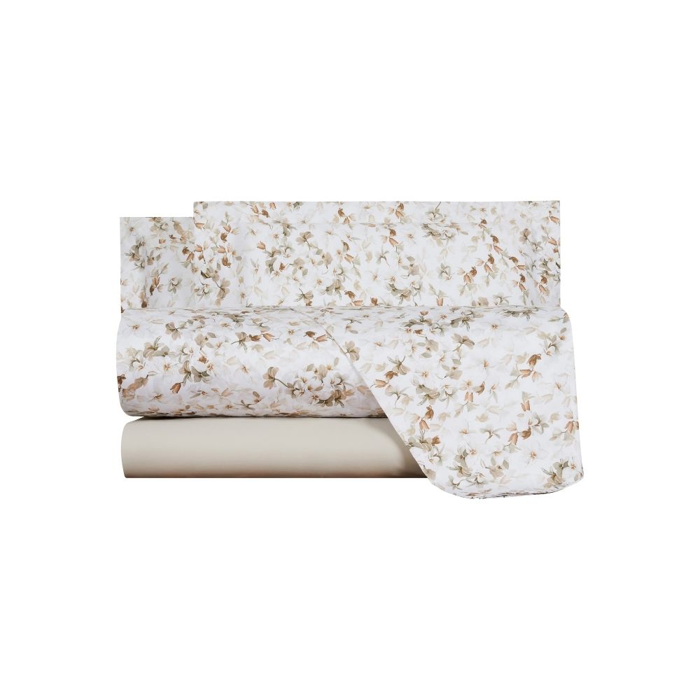 Completo Lenzuola Mirabello Arbor Floreale in Raso di cotone