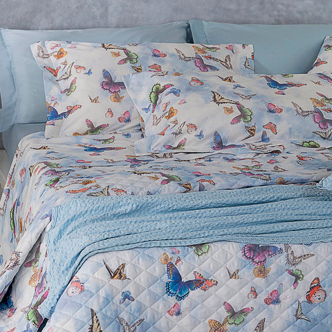 Copriletto non Trapuntato Mirabello Volo-di-farfalle Moderno in Cotone