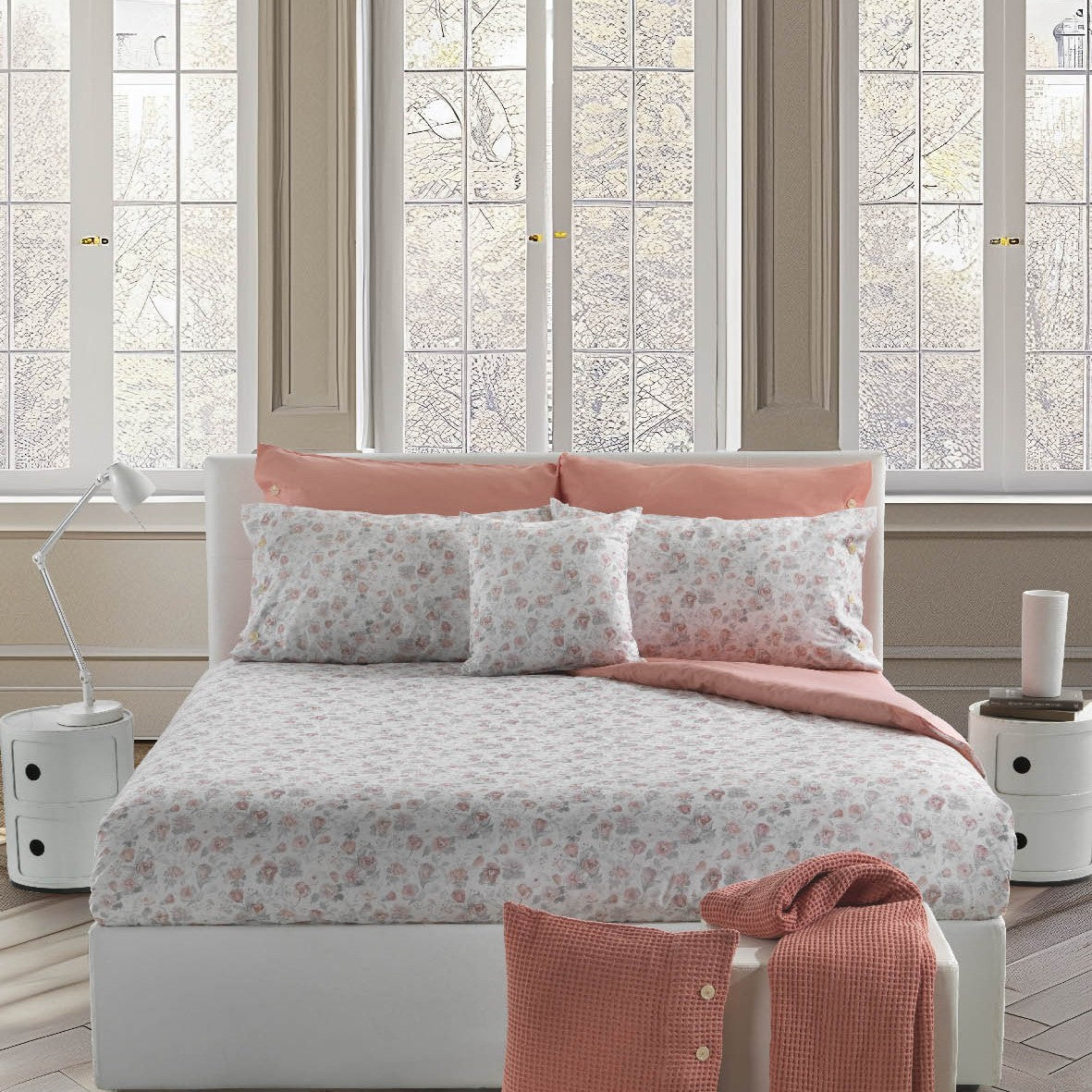 Copriletto Trapuntato Bellora Flowered garden Floreale in Percalle