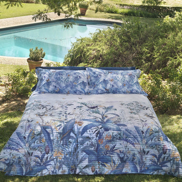 Copriletto Trapuntato Mirabello Green paradise Floreale in Raso di cotone