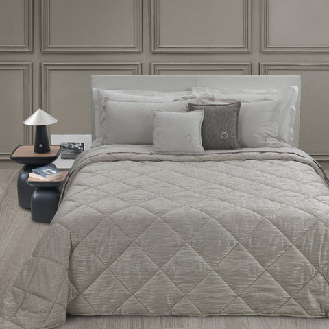 Copriletto Trapuntato Trussardi Tract Geometrico in Raso Jacquard