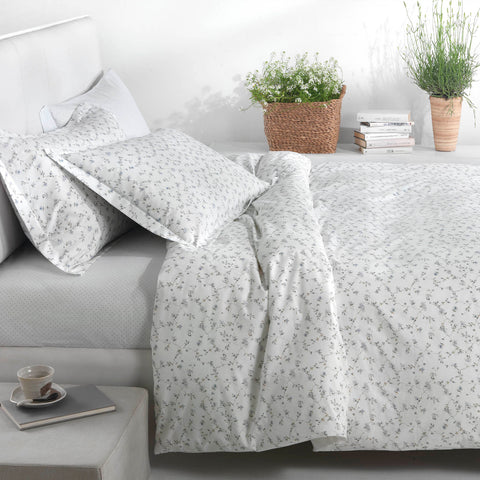 Copripiumino con federe Mirabello Luisiana Fleuries Floreale in Percalle