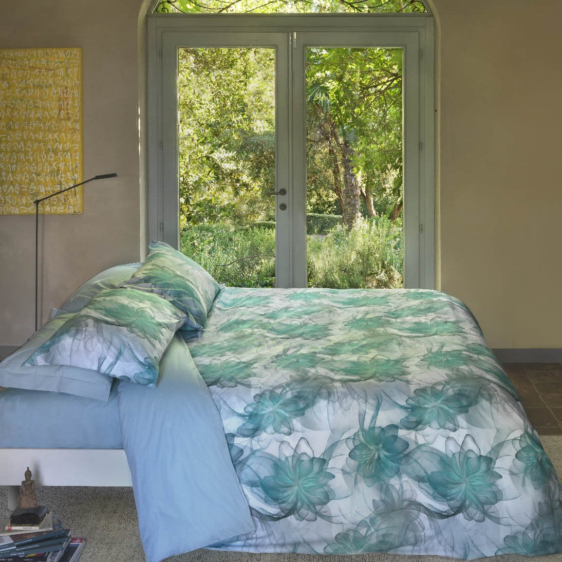 Copripiumino con federe Mirabello Sea flower Floreale in Percalle