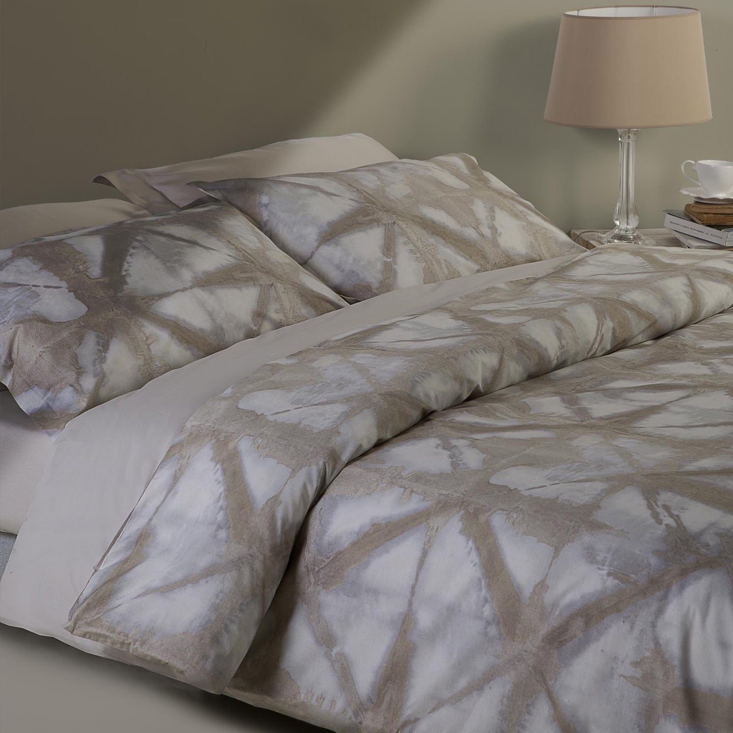 Copripiumino con federe Mirabello Shibori Geometrico in Percalle Luisiana