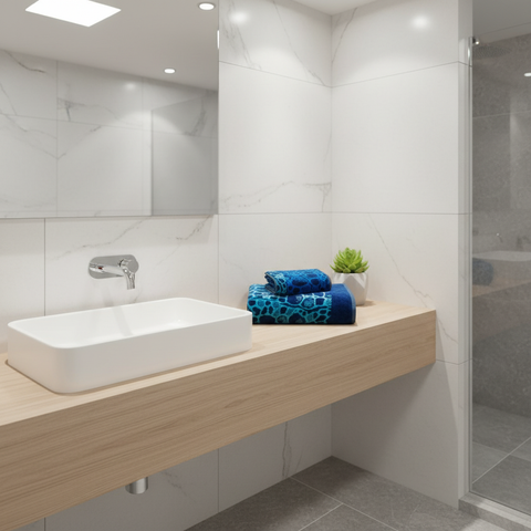 Asciugamano con Ospite Carrara Ocean Moderno in Spugna