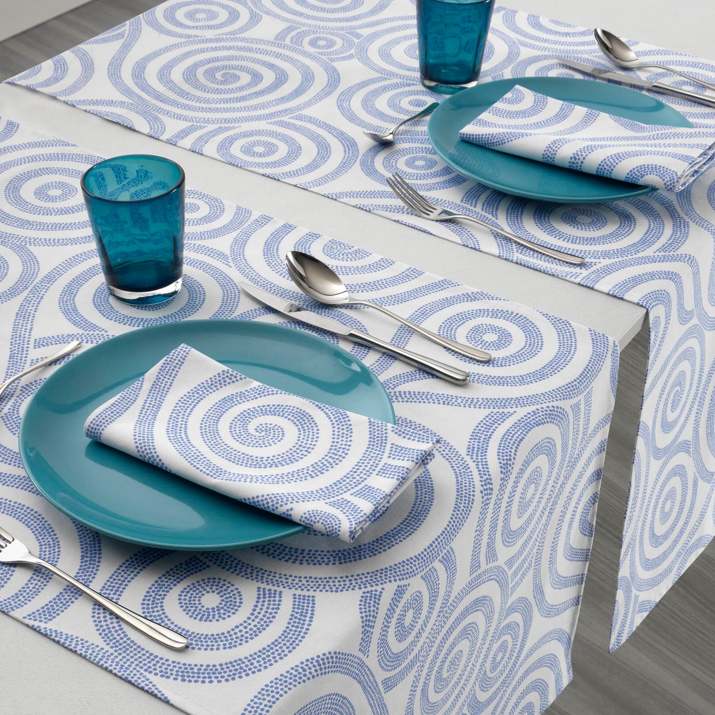 Runner per la tavola Mirabello Galassie Moderno in Saia di Cotone