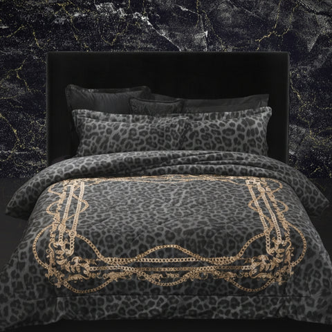 Trapunta Philipp Plein Leopard chains Moderno in Raso di cotone