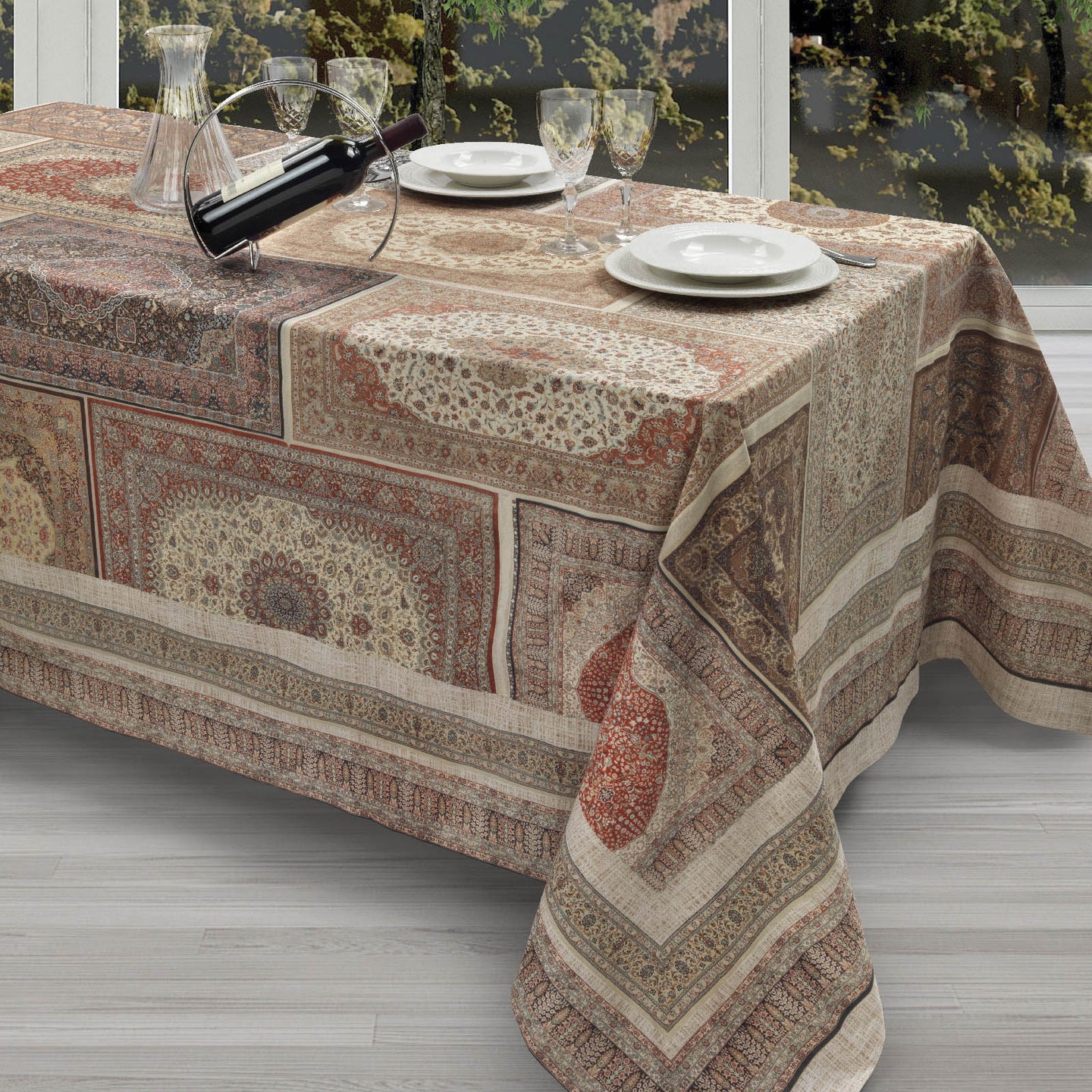 Lenzuolo copriletto con federe Mirabello Oriente Moderno in Percalle Luisiana