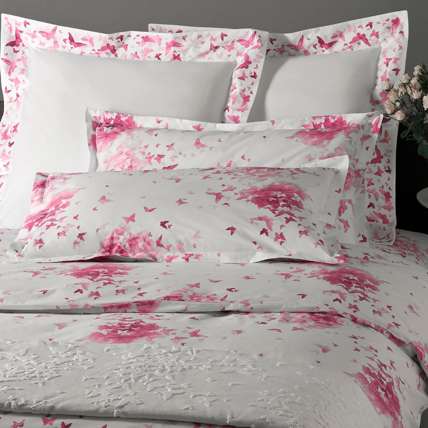 Copriletto Trapuntato Emporium Rose-e-farfalle Floreale in Percalle