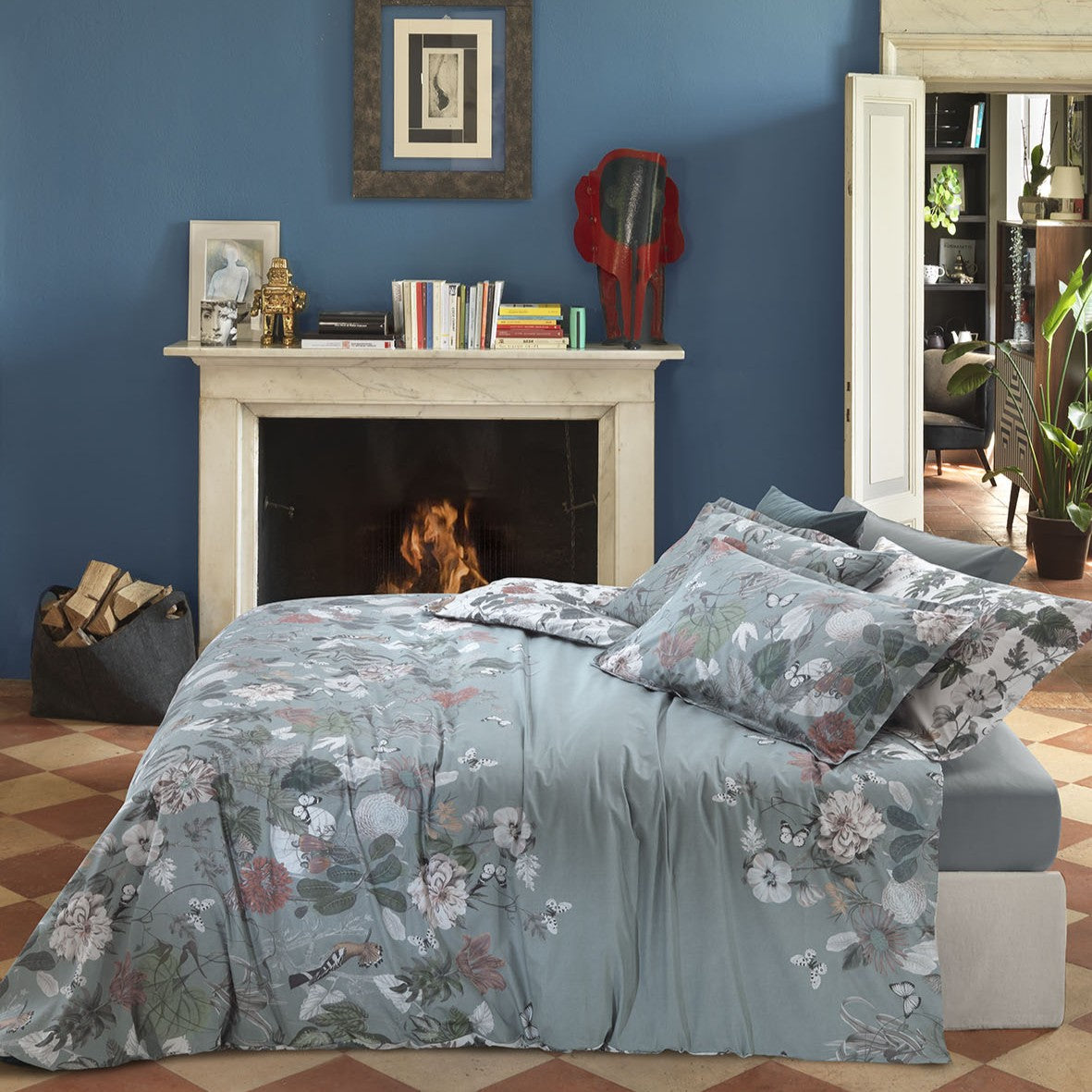 Copripiumino con federe Mirabello Forest memory Floreale in Percalle Luisiana