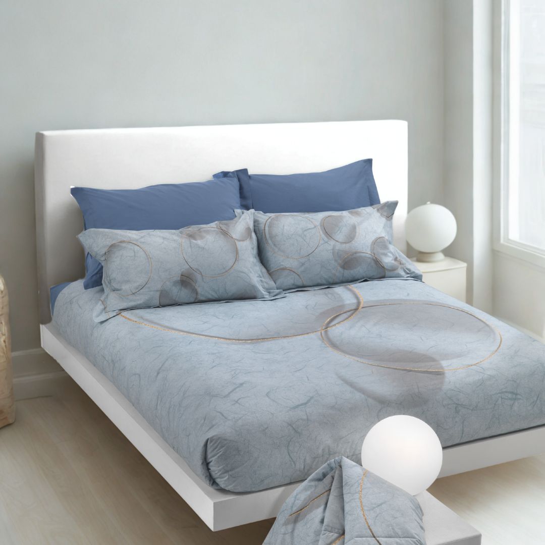 Completo Lenzuola Carrara Paper Moderno in Percalle