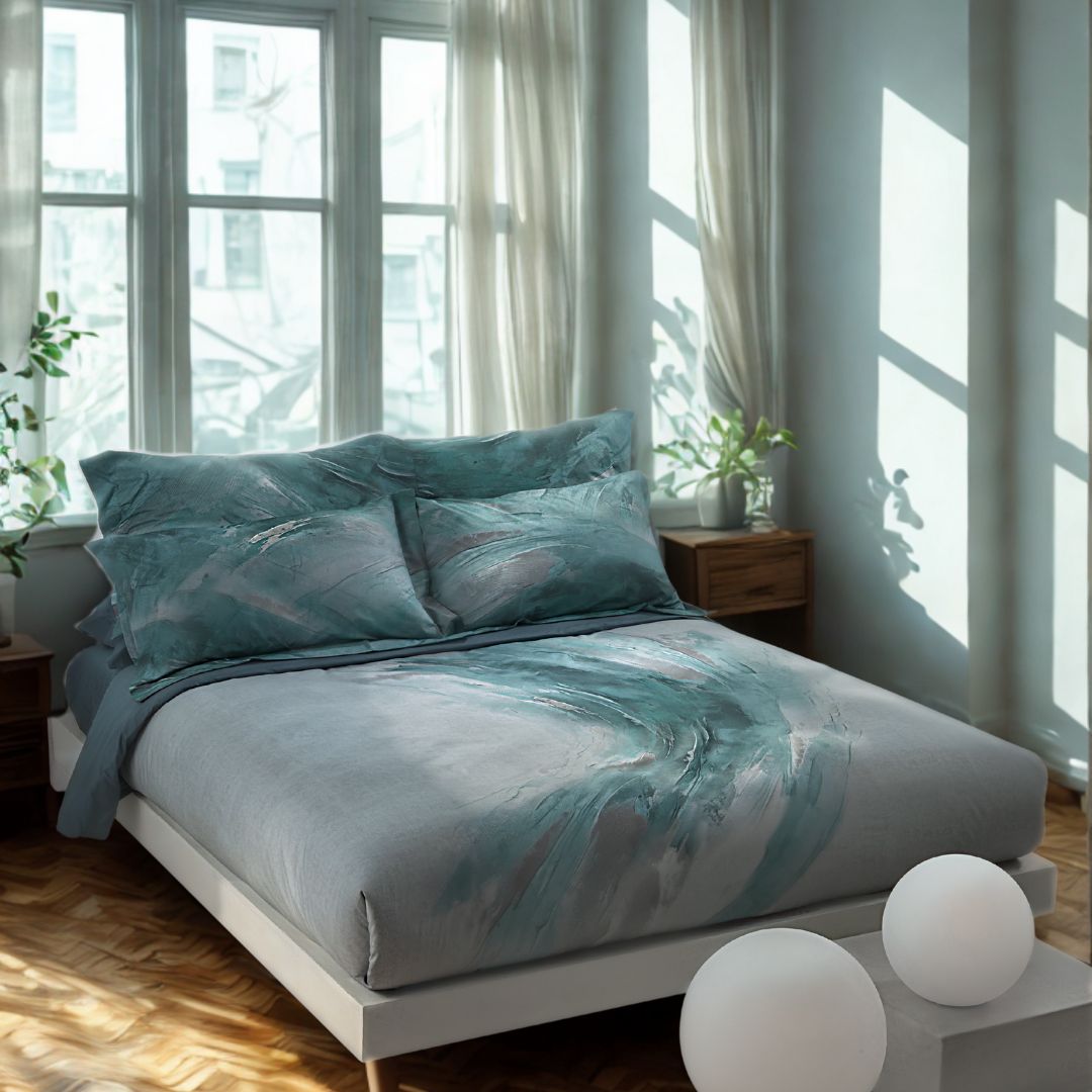 Copripiumino con federe Carrara Wind Moderno in Percalle