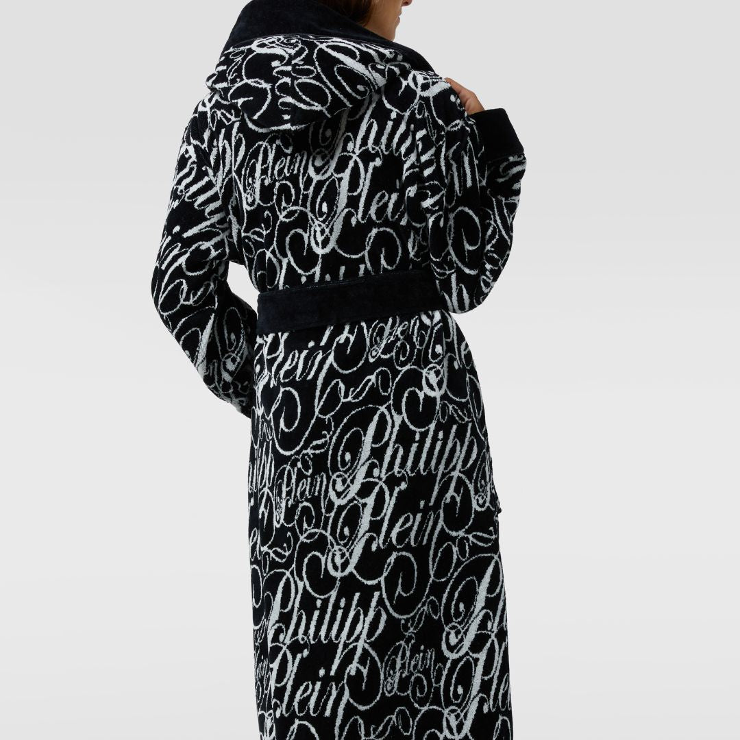 Accappatoio con Cappuccio Philipp Plein Script Moderno in Spugna