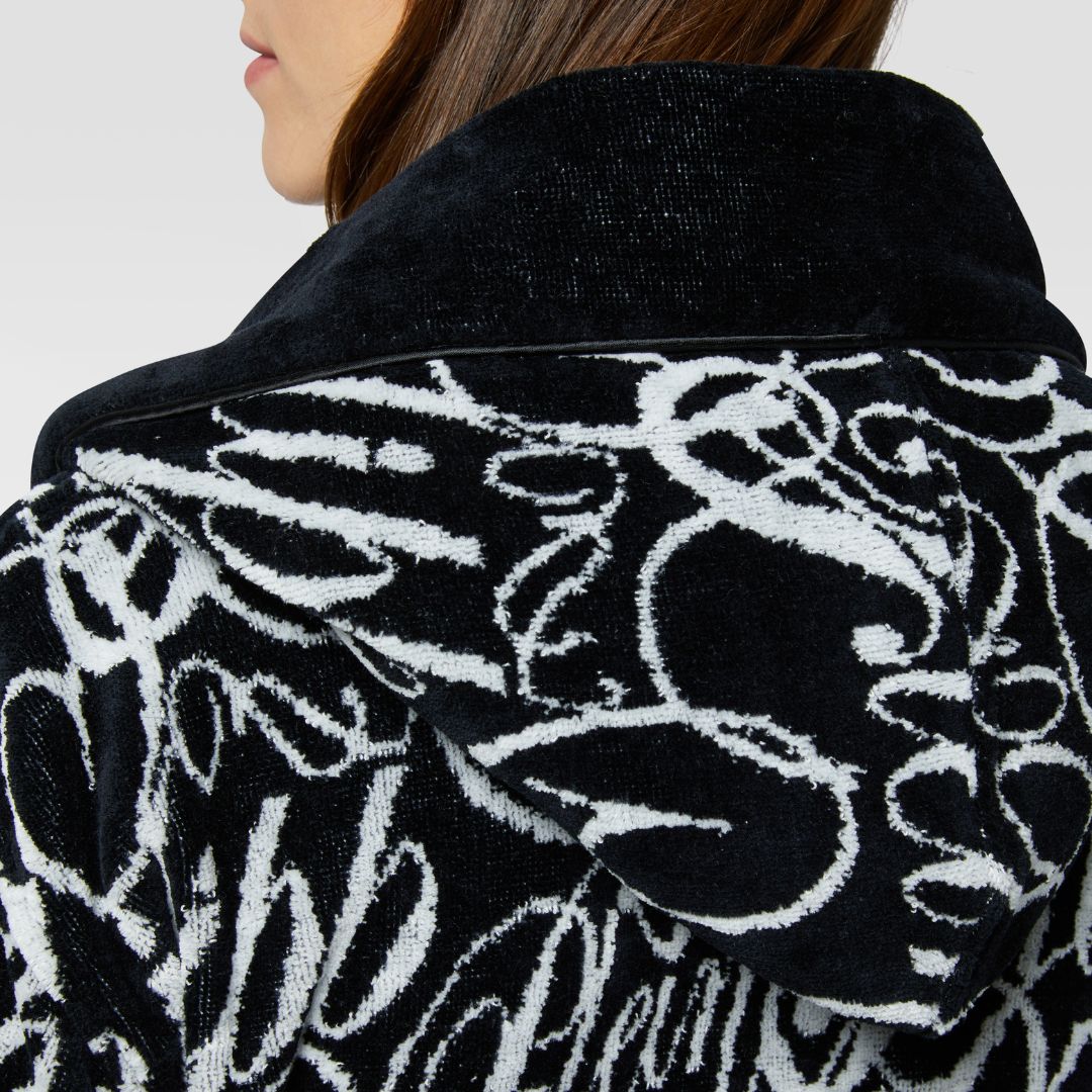 Accappatoio con Cappuccio Philipp Plein Script Moderno in Spugna