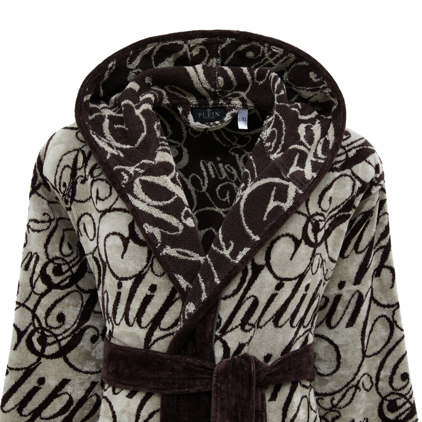 Accappatoio con Cappuccio Philipp Plein Script Moderno in Spugna