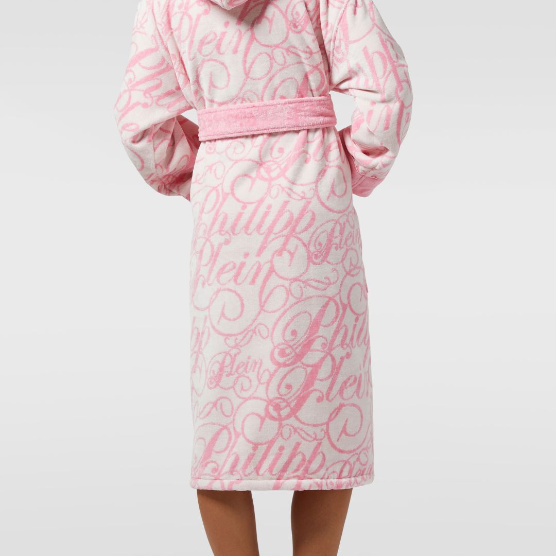 Accappatoio con Cappuccio Philipp Plein Script Moderno in Spugna
