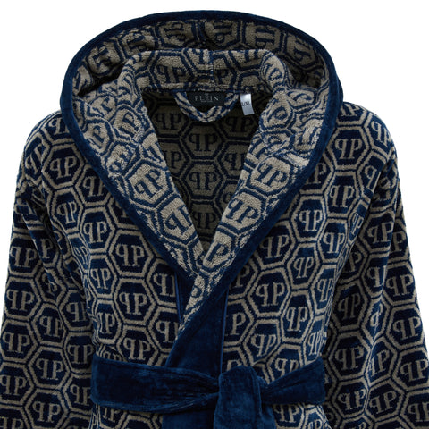 Accappatoio con Cappuccio Philipp Plein Pattern Moderno in Spugna