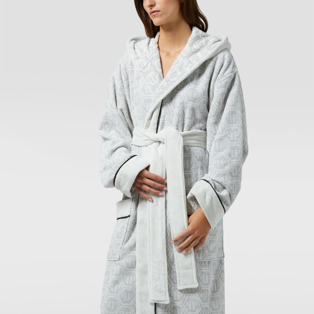 Accappatoio con Cappuccio Philipp Plein Pattern Moderno in Spugna