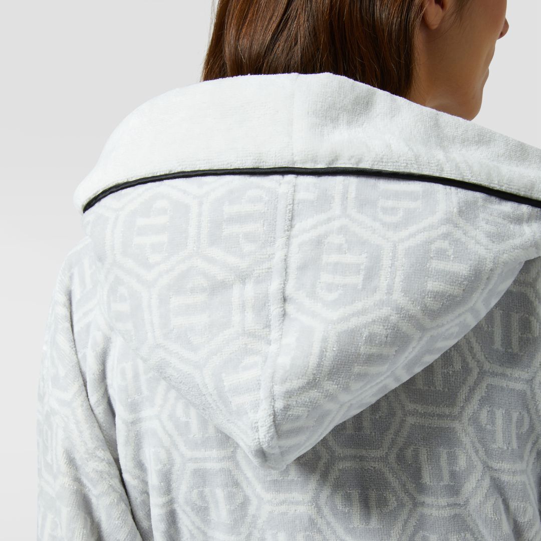 Accappatoio con Cappuccio Philipp Plein Pattern Moderno in Spugna