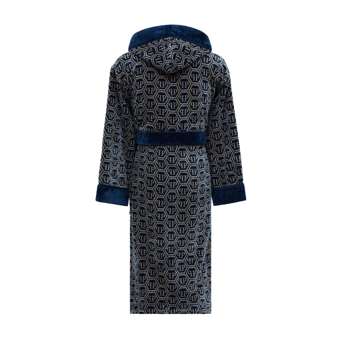Accappatoio con Cappuccio Philipp Plein Pattern Moderno in Spugna