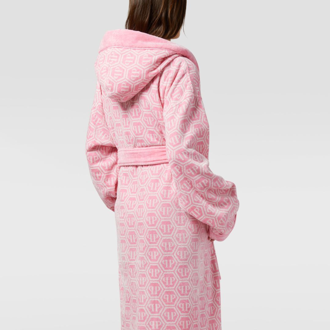 Accappatoio con Cappuccio Philipp Plein Pattern Moderno in Spugna