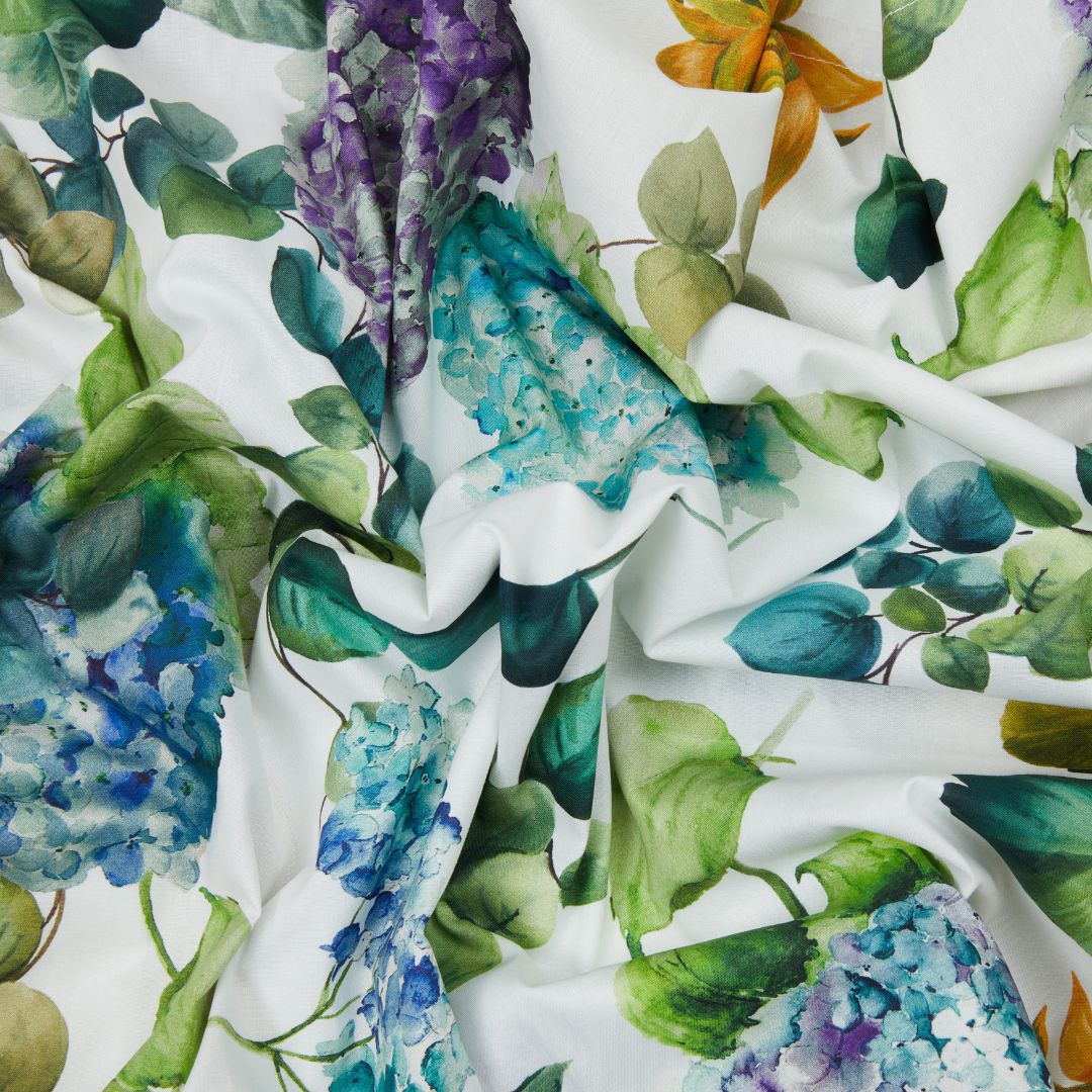 Completo Lenzuola Mirabello Hydrangea-jungle Floreale in Percalle